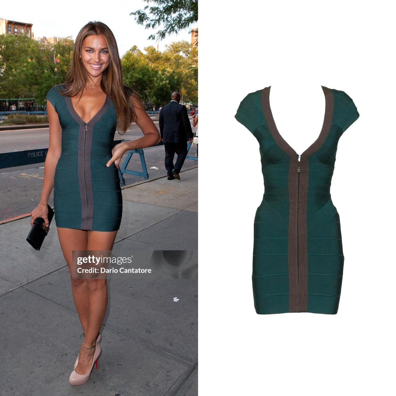 Hervé Léger Plunge V-Neck Bandage Dress - As Seen On Irina Shayk