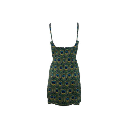 1993 Silk Peacock Print Mini Dress - As Seen On Fran Fine (The Nanny)