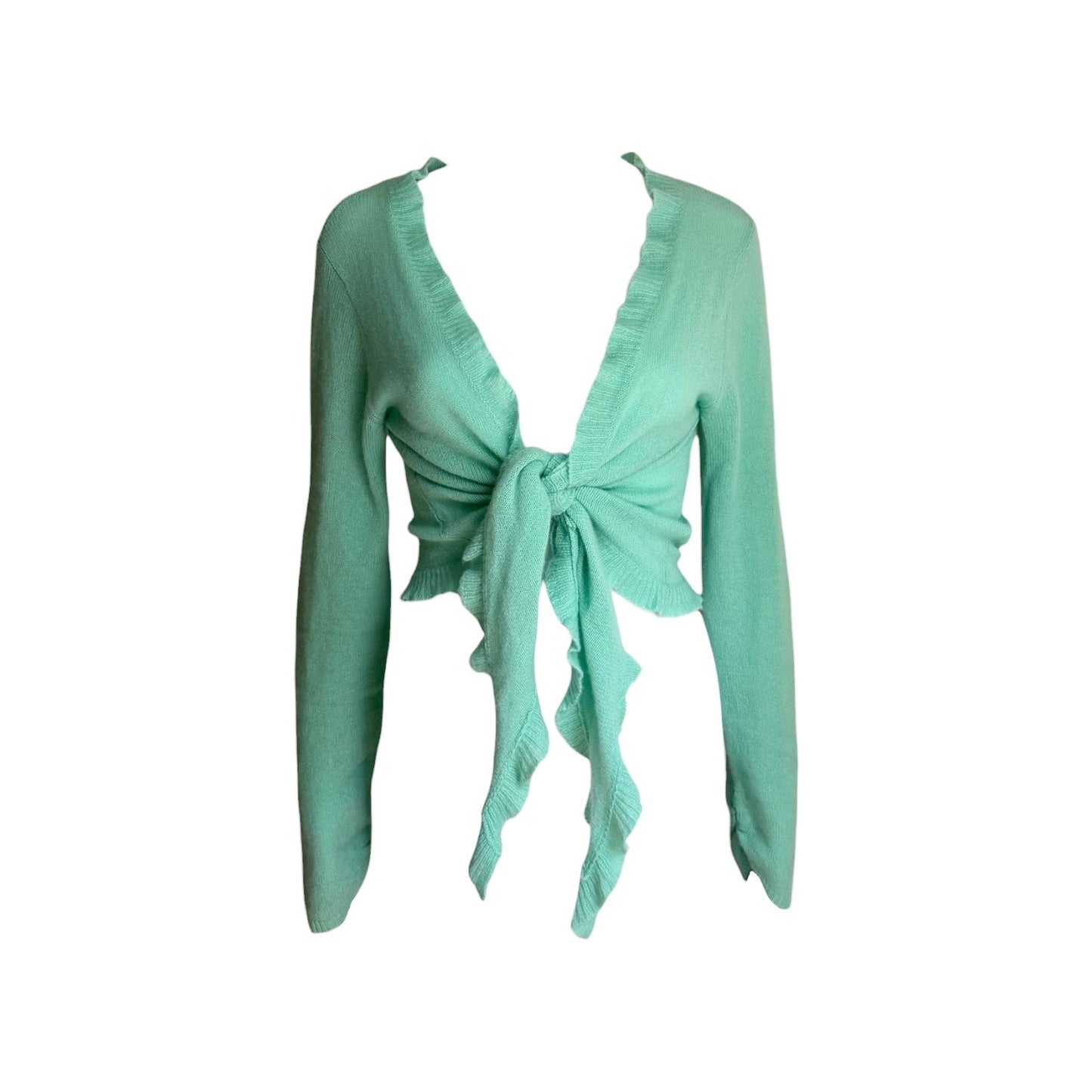 Cashmere Front-Tie Ruffle Cardigan - As Seen On Gabrielle Solis (Desperate Housewives)