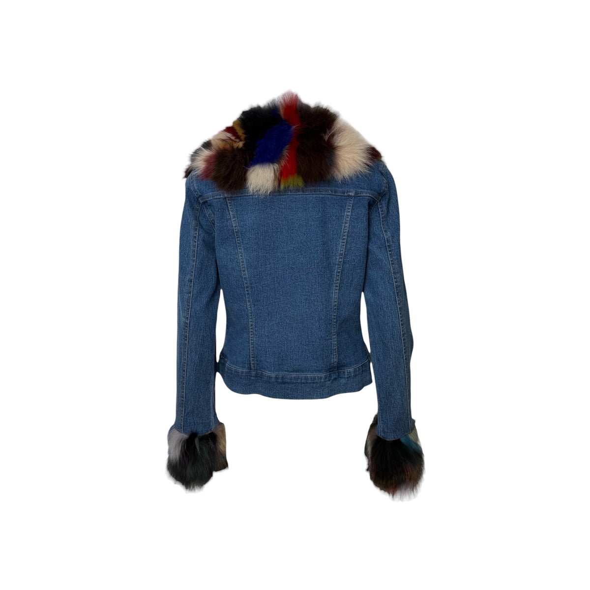 Fox Fur Trim Denim Jacket - As Seen On Adriana Lima