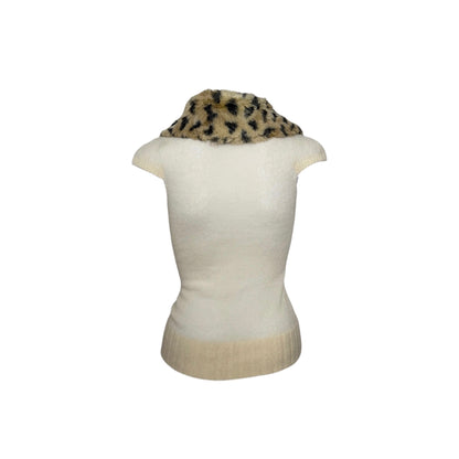 Miss Sixty 1990s Cashmere Cheetah Collar Sweater - As Seen On Edie Britt (Desperate Housewives)