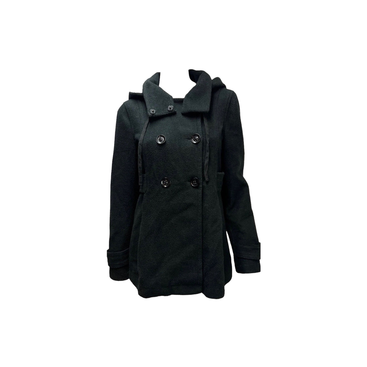 2000s Double-Breasted Hooded Short Coat - As Seen On Lily (Black Swan)