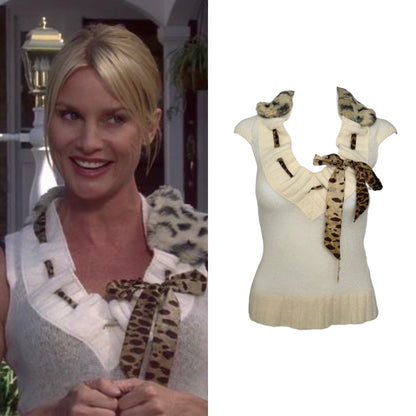 Miss Sixty 1990s Cashmere Cheetah Collar Sweater - As Seen On Edie Britt (Desperate Housewives)