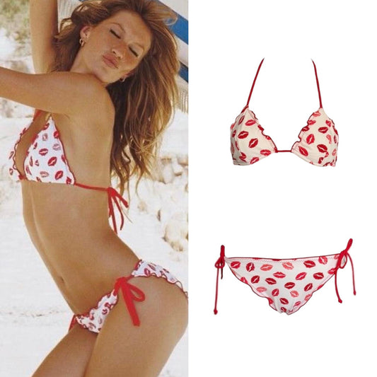 Kisses Print Ruffle-Edge Bikini - As Seen On Gisele Bündchen